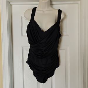 Black Draped Swimsuit
